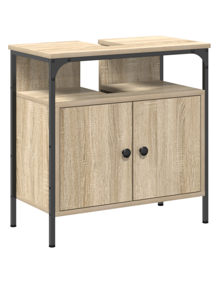 Set di mobili per il bagno con lo scaffale 3 pcs rovere sonoma