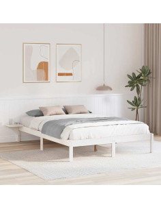 Struttura del letto Bianco 150 x 200 cm Pino massello 2