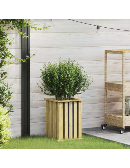 Fioriera da Giardino con Rivestimento 33x33x45 cm in Legno di Pino