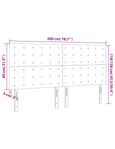 Testiera a LED Crema 200x5x118/128 cm in Similpelle
