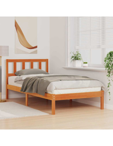 Struttura del letto con testiera Cera marrone 75 x 190 cm