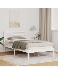 Struttura del letto Bianco 100 x 200 cm Pino massello 2