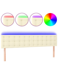 Testiera Crema a LED 200x5x78/88 cm in Similpelle 2