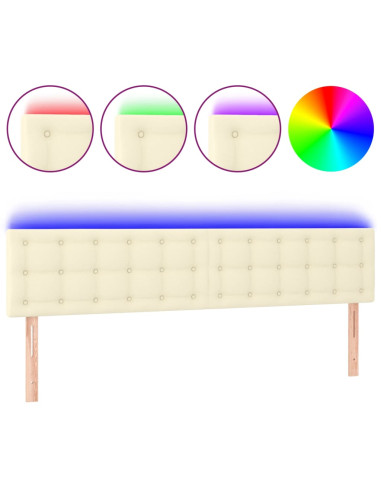 Testiera Crema a LED 200x5x78/88 cm in Similpelle