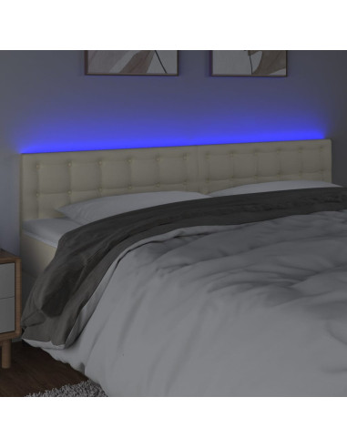 Testiera Crema a LED 200x5x78/88 cm in Similpelle