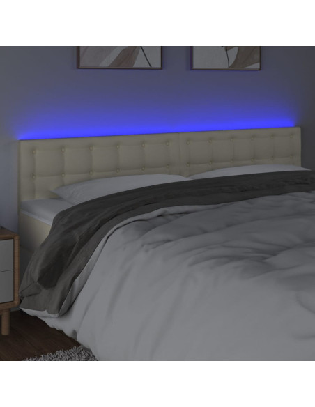 Testiera Crema a LED 200x5x78/88 cm in Similpelle