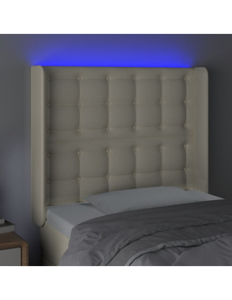 Testiera a LED Crema 103x16x118/128 cm in Similpelle
