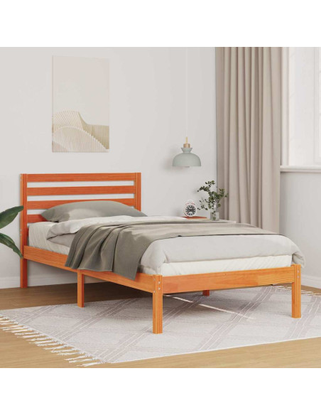 Struttura del letto con testiera Cera marrone 90 x 190 cm
