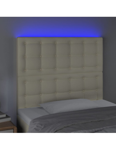 Testiera a LED Crema 100x5x118/128 cm in Similpelle