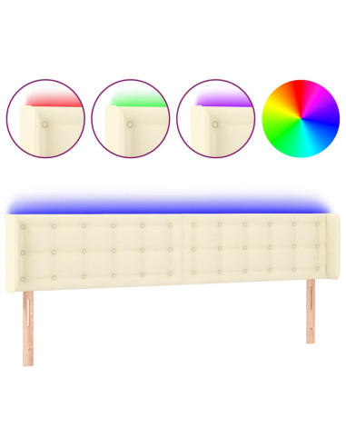 Testiera a LED Crema 203x16x78/88 cm in Similpelle