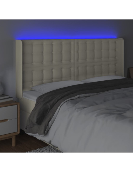 Testiera a LED Crema 203x23x118/128 cm in Similpelle
