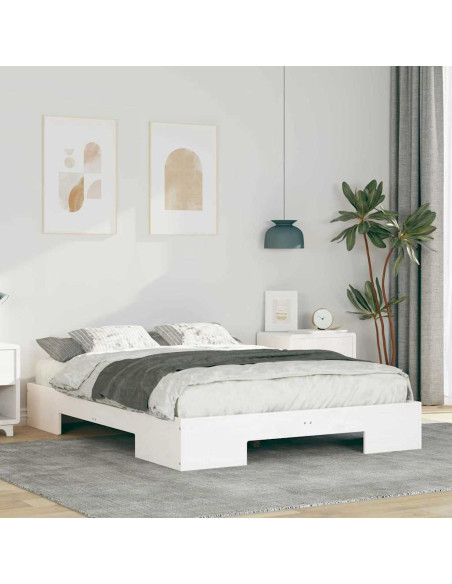 Struttura letto a terra con archiviazione Bianco 135 x 190 cm