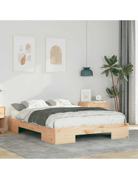 Struttura letto a terra con archiviazione Marrone 140 x 190 cm