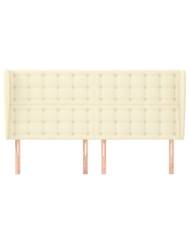 Testiera ad Orecchio Crema 203x23x118/128 cm in Similpelle