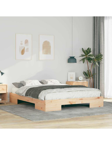 Struttura letto a terra con archiviazione Marrone 140 x 200 cm
