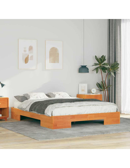 Struttura letto a terra con archiviazione Marrone 140 x 200 cm