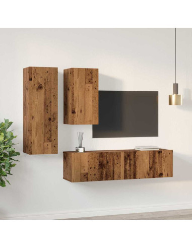 Set mobile TV 4 pcs Legno vecchio Legno multistrato