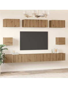 Set mobile TV 8 pcs Rovere artigianale Legno multistrato 2