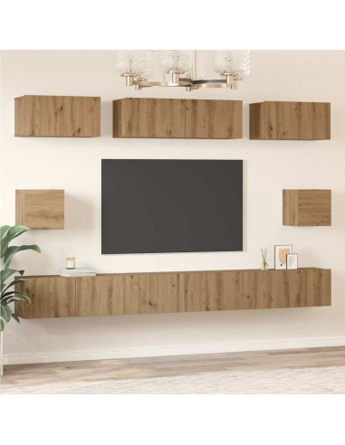 Set mobile TV 8 pcs Rovere artigianale Legno multistrato