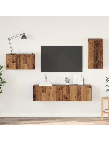 Set mobile TV 4 pcs Legno vecchio Legno multistrato