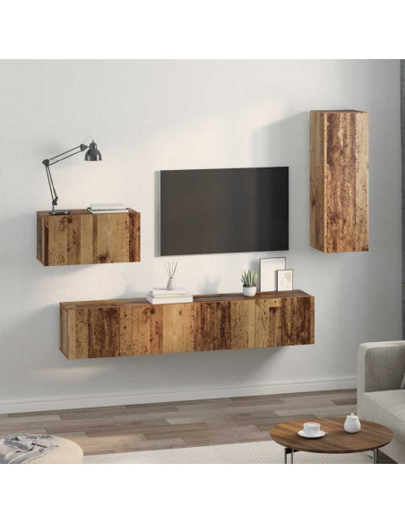 Set mobile TV 4 pcs Legno vecchio Legno multistrato