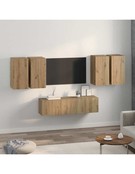 Set mobile TV 6 pcs rovere artigianale 60 x 30 x 30 cm
