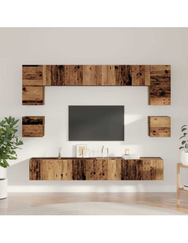 Set mobile TV 8 pcs Legno vecchio Legno multistrato