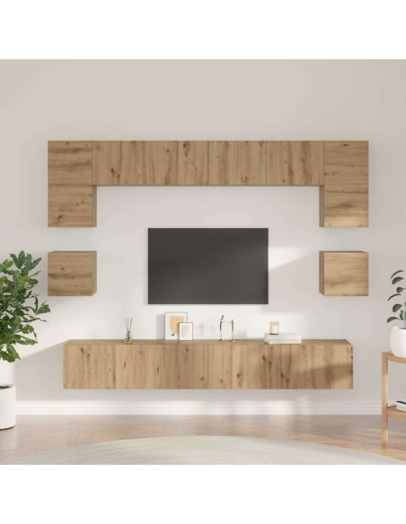 Set mobile TV 8 pcs Rovere artigianale Legno multistrato