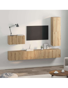 Set mobile TV 4 pcs Rovere artigianale Legno multistrato 2
