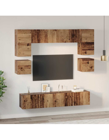 Set mobile TV 8 pcs Legno vecchio Legno multistrato