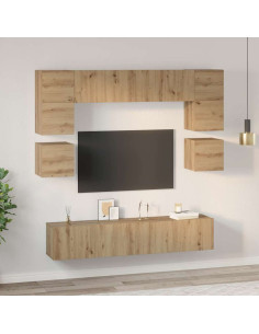 Set mobile TV 8 pcs Rovere artigianale Legno multistrato 2