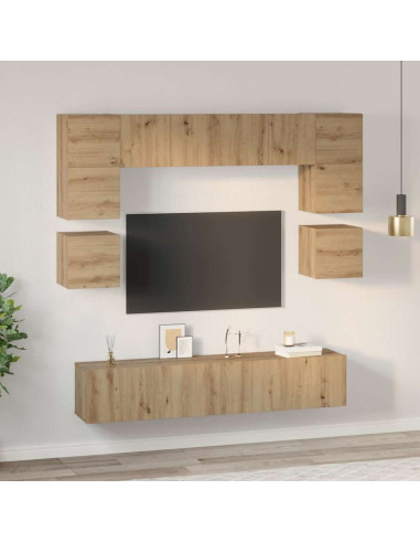 Set mobile TV 8 pcs Rovere artigianale Legno multistrato