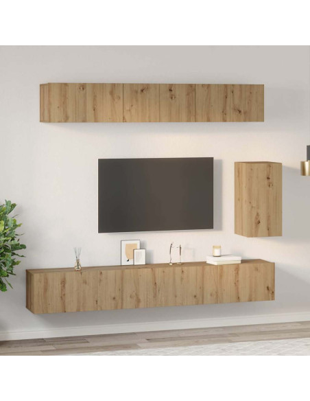 Set mobile TV 6 pcs rovere artigianale Media Legno multistrato