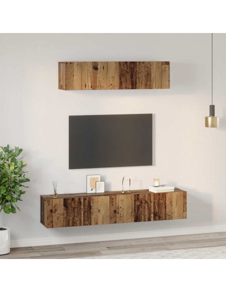 Set mobile TV 4 pcs Legno vecchio Legno multistrato