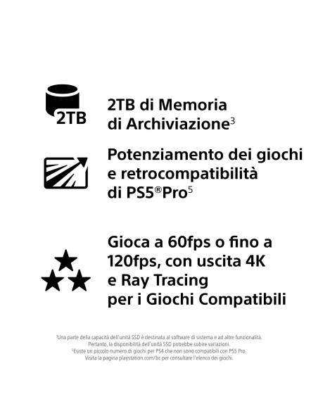 Sony Playstation 5 Pro 2 TB Wi-Fi Nero, Bianco