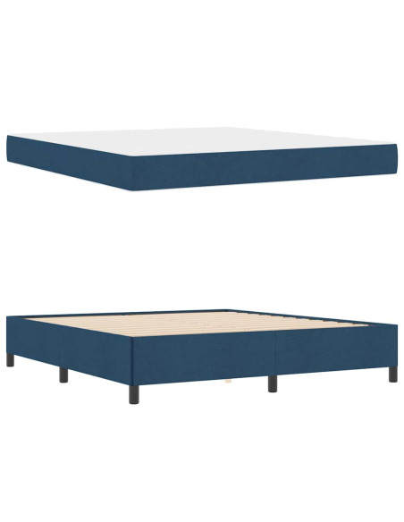 Letto a molle Blu 180 x 200 cm Tessuto