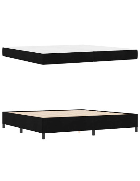 Letto a molle Nero 200 x 200 cm Tessuto, Legno ingegnerizzato