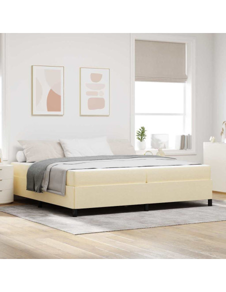 Letto a molle Crema 200 x 200 cm Tessuto