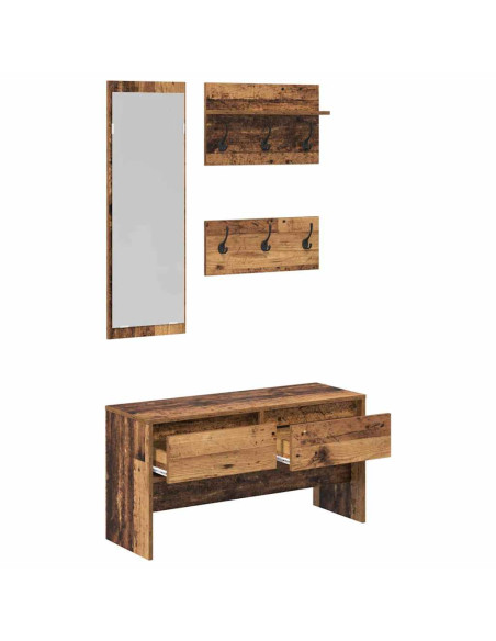 Set mobili da ingresso 4 pcs Legno vecchio Legno multistrato