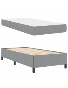 Letto a molle con materasso Grigio chiaro 90 x 190 cm Tessuto