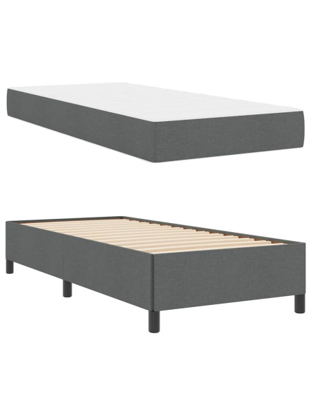 Letto a molle Grigio scuro 100 x 200 cm Tessuto