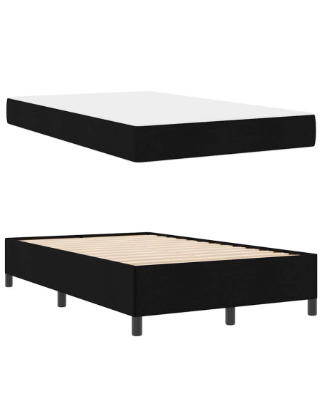 Letto a molle Nero 120 x 190 cm Tessuto, Legno ingegnerizzato