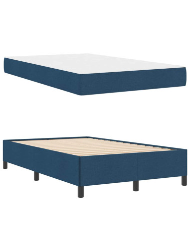 Letto a molle Blu 120 x 190 cm Tessuto