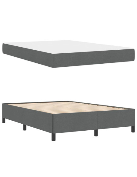 Letto a molle con materasso Grigio scuro 140 x 190 cm Tessuto