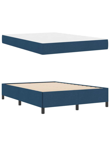 Letto a molle con materasso Blu 140 x 190 cm Tessuto
