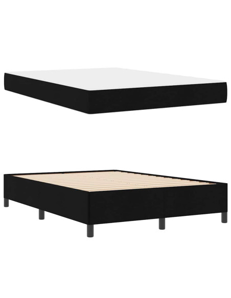 Letto a molle Nero 140 x 200 cm Tessuto, Legno ingegnerizzato