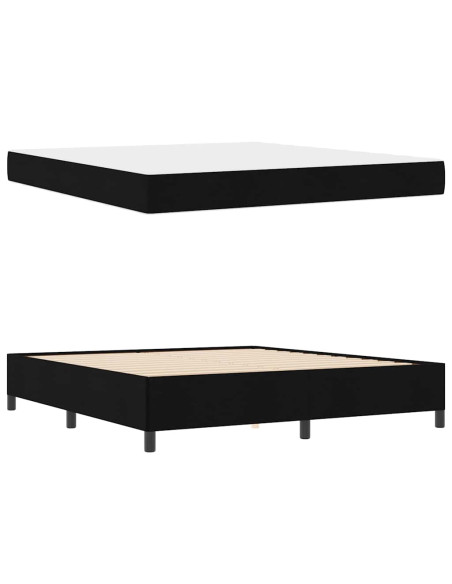 Letto a molle Nero 180 x 200 cm Tessuto, Legno ingegnerizzato