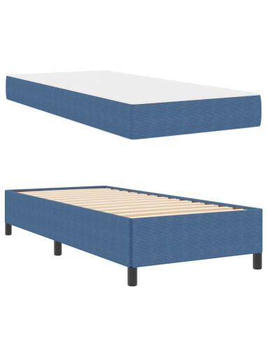 Struttura del letto con materasso Blu 90 x 190 cm Tessuto