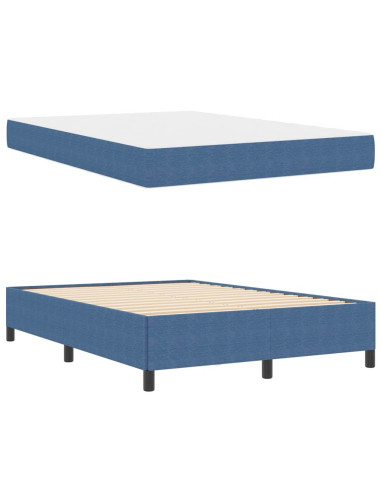 Struttura del letto con materasso Blu 140 x 190 cm Tessuto