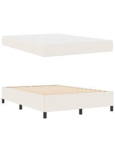 Struttura del letto con materasso Crema 140 x 200 cm Tessuto